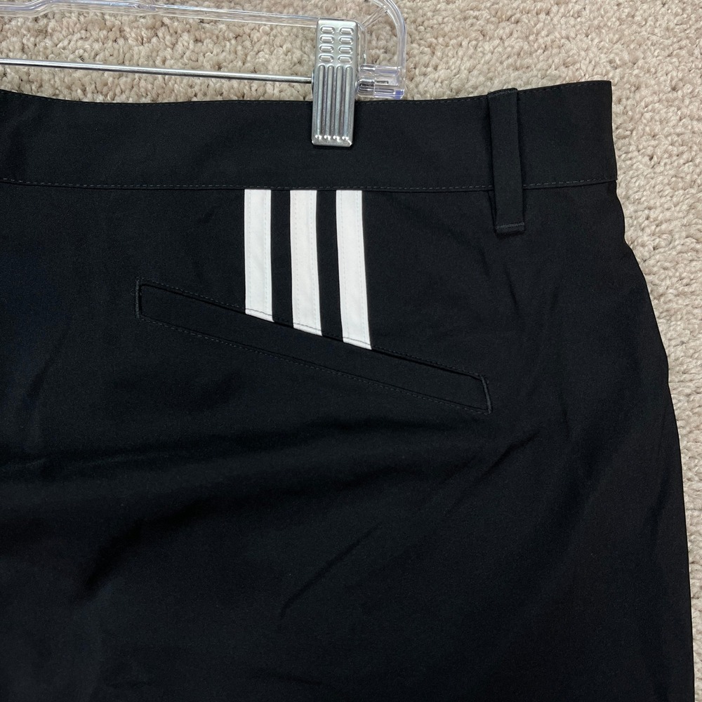 Adidas Pants Mens 40x30 Black Flat Front Performance Trousers Golf 3 Stripe EUC - Picture 5 of 11